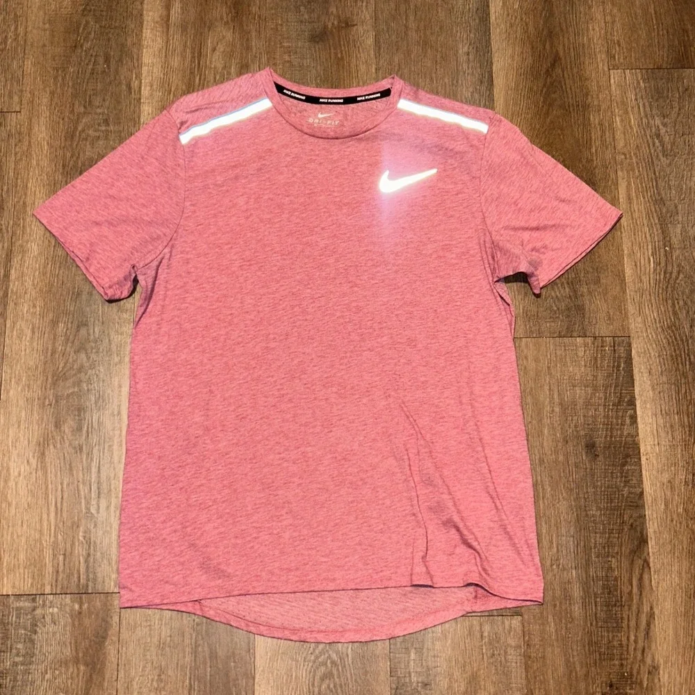 Nike Running Dri-FIT Shirt Pink Heather Reflective Short Sleeve 892813-618 M